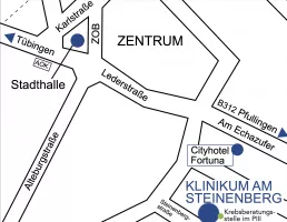 Anfahrt Karte zum Klinikum am Steinenberg